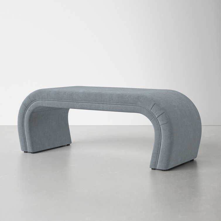 Modern Waterfall 48" Bench in Soft-Hued Gray Velvet