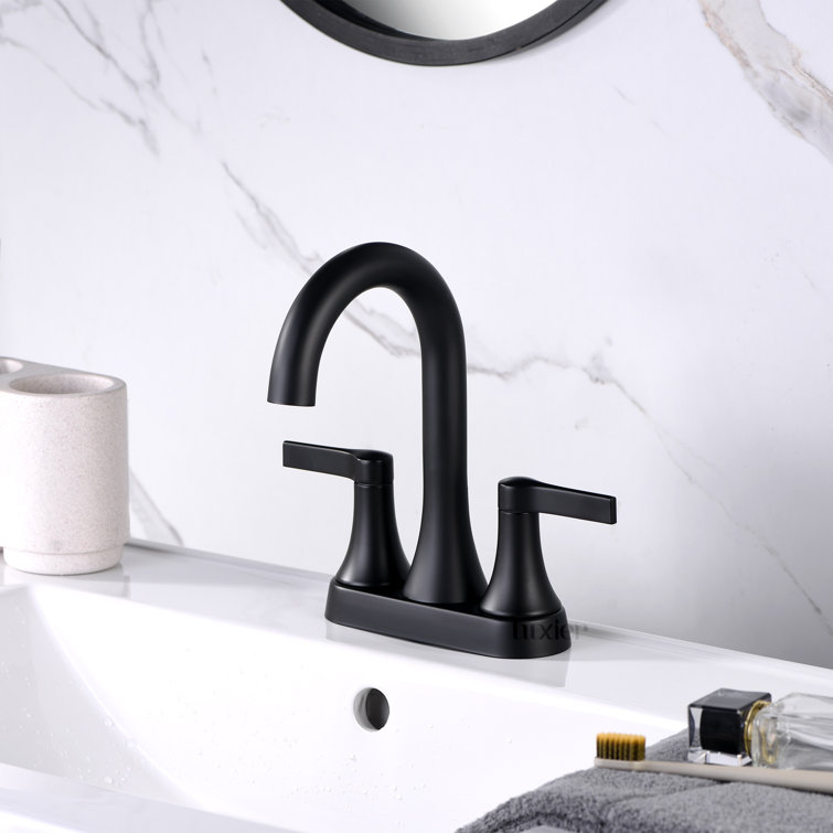 Matte Black Modern Centerset 2-Handle Bathroom Faucet