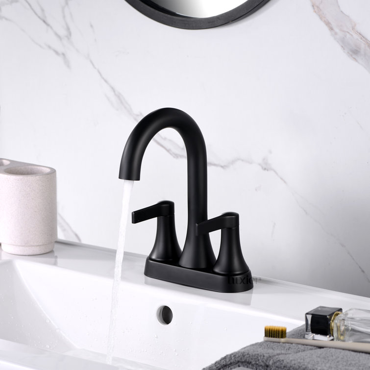 Matte Black Modern Centerset 2-Handle Bathroom Faucet