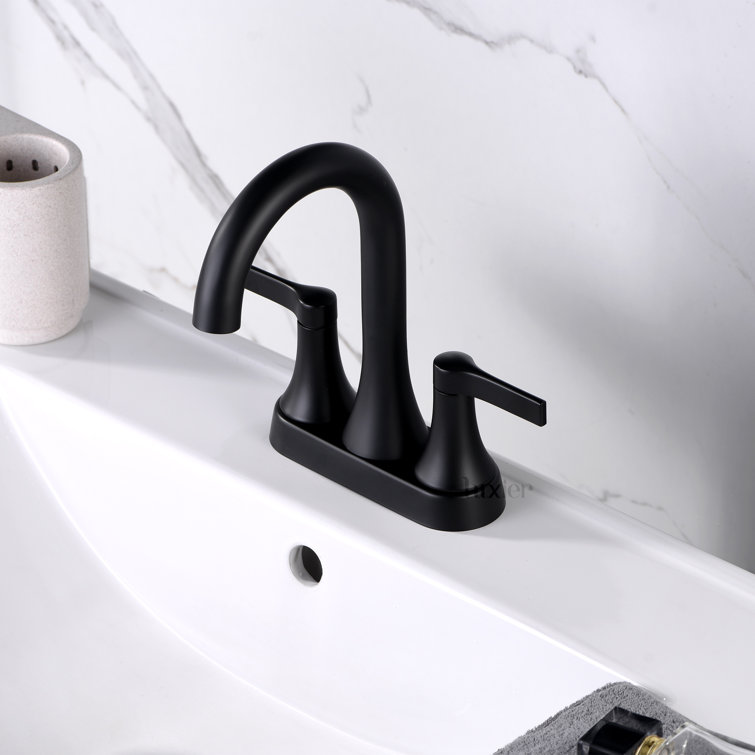 Matte Black Modern Centerset 2-Handle Bathroom Faucet