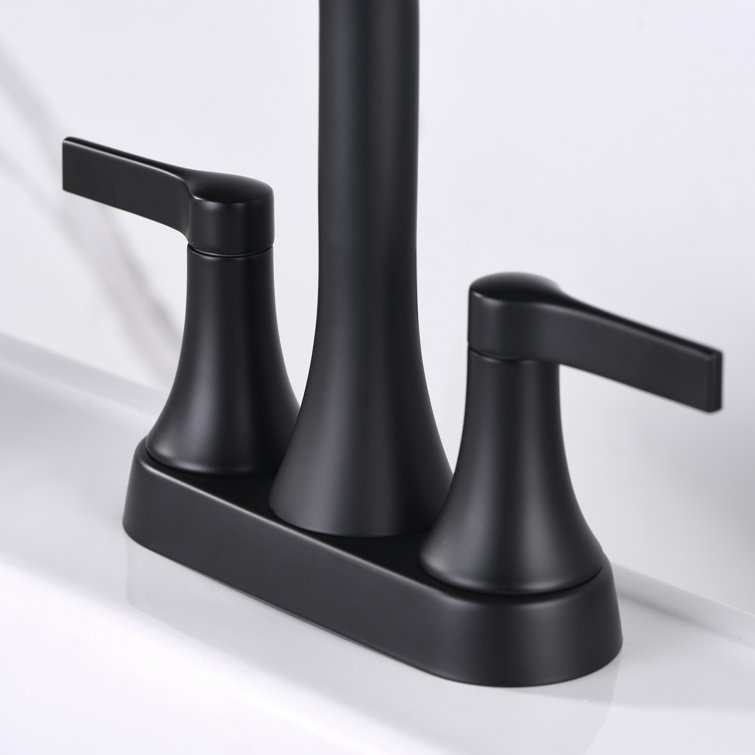 Matte Black Modern Centerset 2-Handle Bathroom Faucet