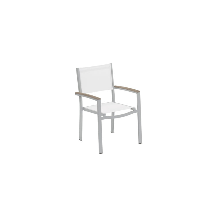 Travira Natural Sling Armchairs with Flint Aluminum Frame, Set of 4