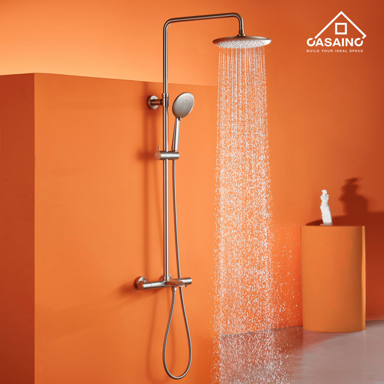 Brushed Nickel Dual Rain and Handheld Shower System