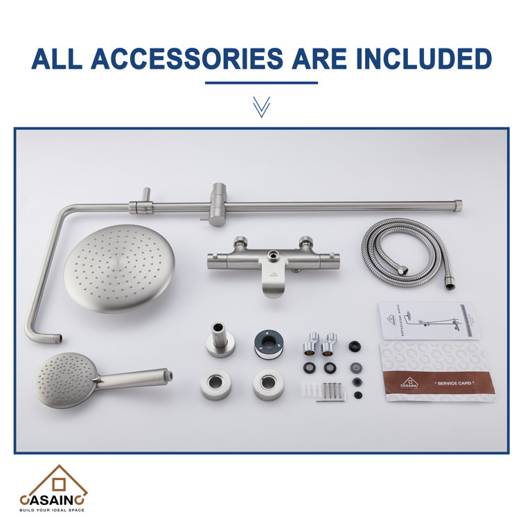 Brushed Nickel Dual Rain and Handheld Shower System