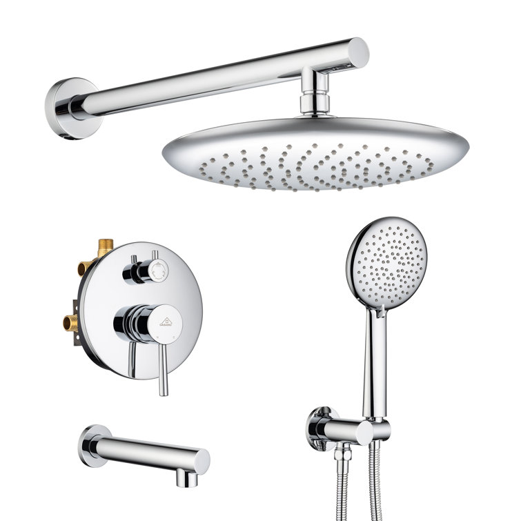 Chrome Multi-Head Rain Shower System with Handheld