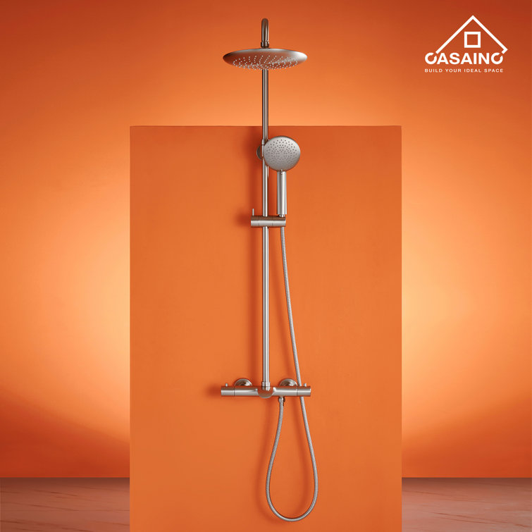 Brushed Nickel Dual Rain and Handheld Shower System