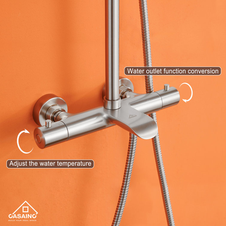 Brushed Nickel Dual Rain and Handheld Shower System