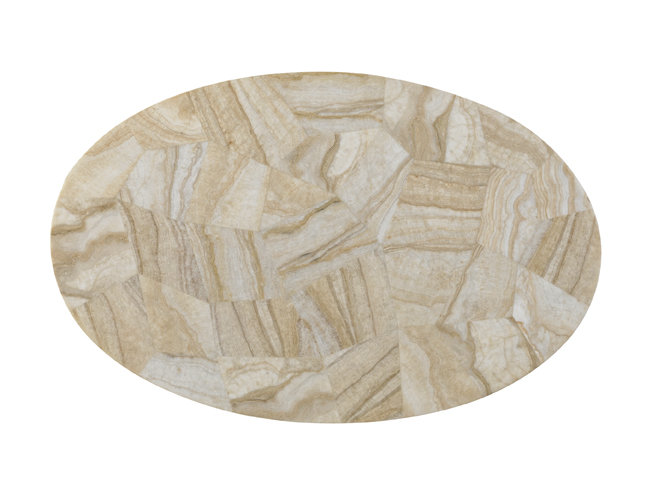Banyan Oval Wood & Stone Accent Table in Beige/Brown