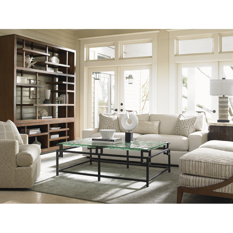 Banyan Oval Wood & Stone Accent Table in Beige/Brown