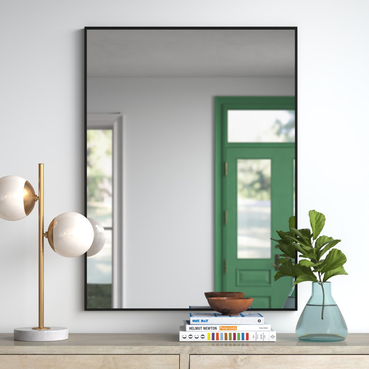 Rectangular Black and Gold Wood Wall Mirror