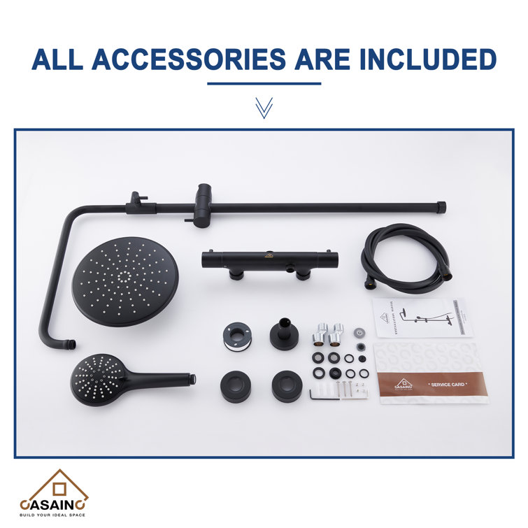 Matte Black Adjustable Height Rain Shower System with Handheld