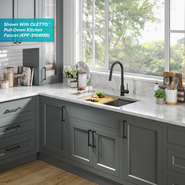 27-inch Black Stainless Steel Farmhouse Sink with Drainboard
