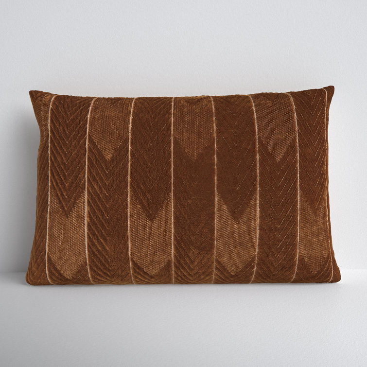 Floretta Chevron Embroidered Cotton Velvet Lumbar Pillow