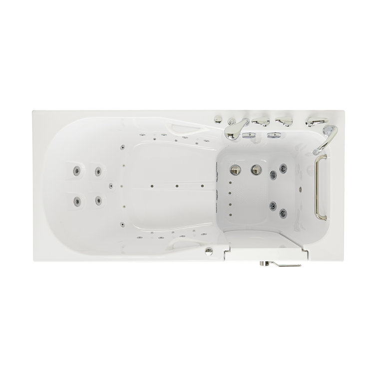 72'' x 36'' White Acrylic Walk-In Bathtub with Hydro Massage