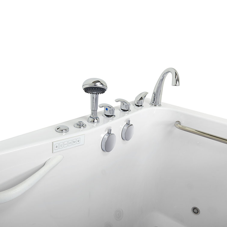 72'' x 36'' White Acrylic Walk-In Bathtub with Hydro Massage