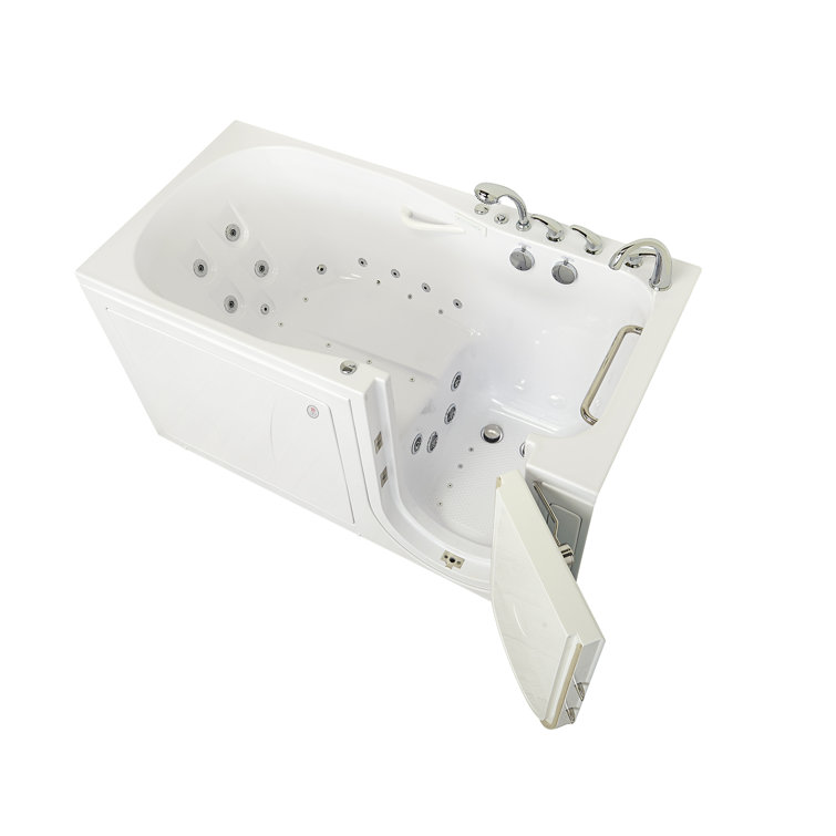 72'' x 36'' White Acrylic Walk-In Bathtub with Hydro Massage