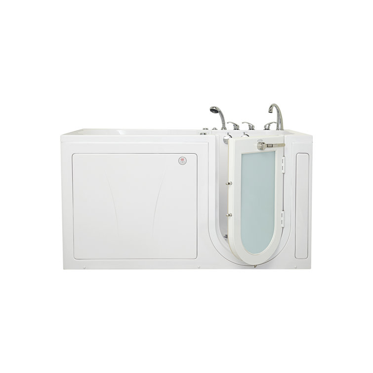 72'' x 36'' White Acrylic Walk-In Bathtub with Hydro Massage