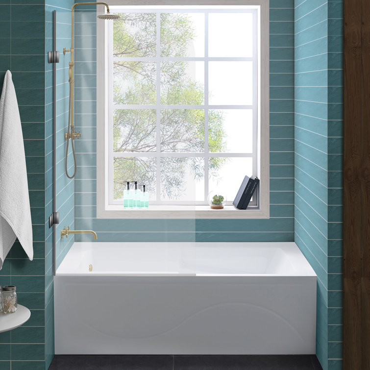 Ivy 60" x 30" White Acrylic Alcove Bathtub with Apron