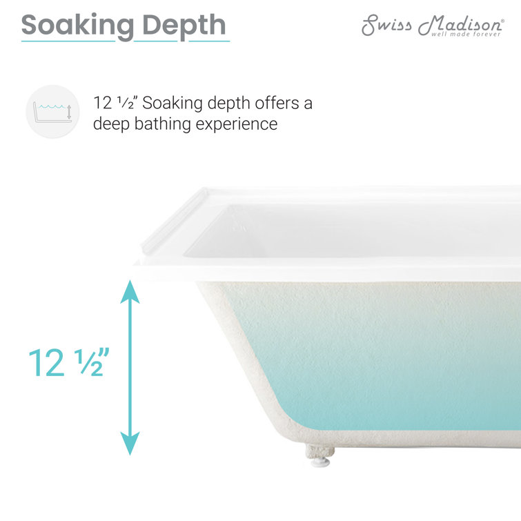 32" White Acrylic Alcove Bathtub with Apron