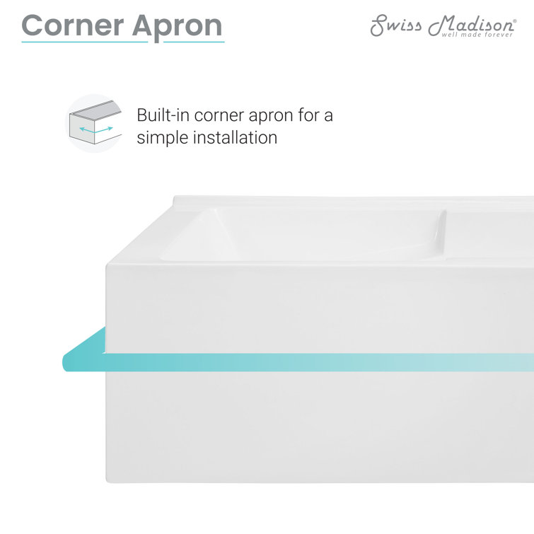 Claire 60" White Acrylic Alcove Bathtub with Corner Apron