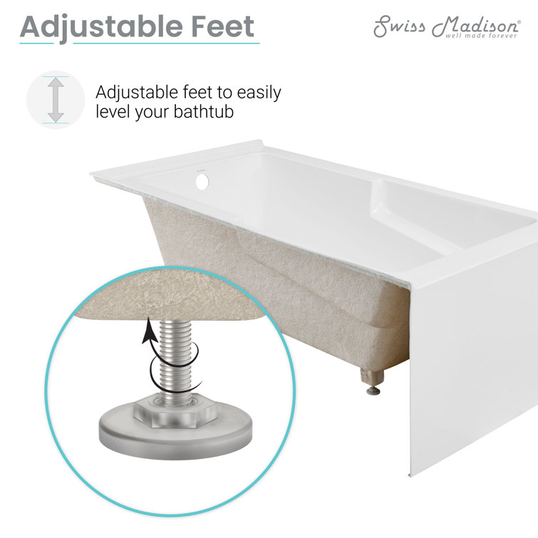 Claire 60" White Acrylic Alcove Bathtub with Corner Apron