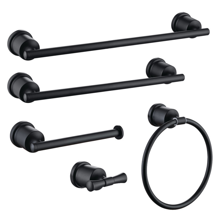 Matte Black Stainless Steel 5-Piece Bathroom Hardware Set