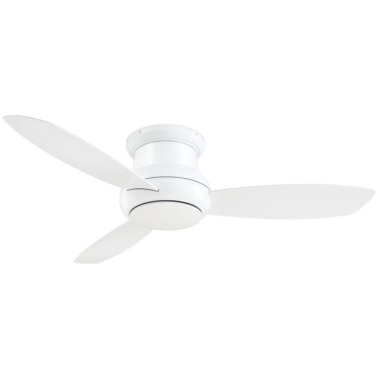 52" White Low Profile LED Ceiling Fan with Remote and Light