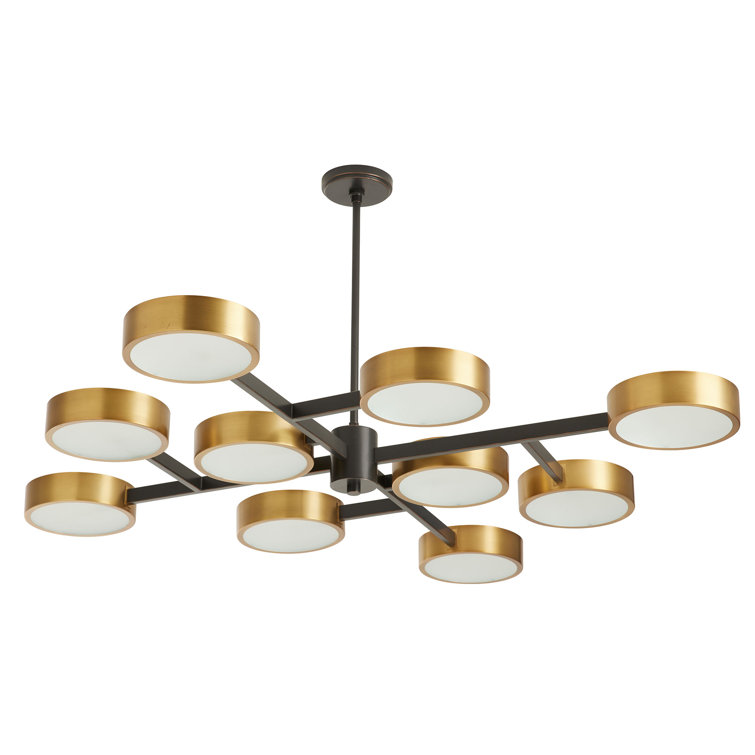 Linus Antique Brass and Bronze 10-Light Starburst Chandelier