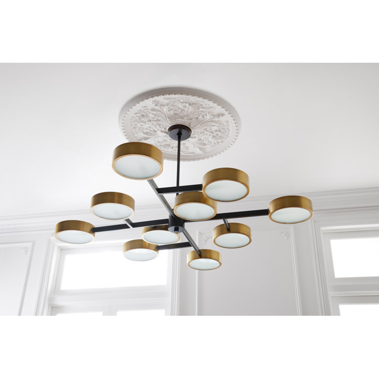 Linus Antique Brass and Bronze 10-Light Starburst Chandelier