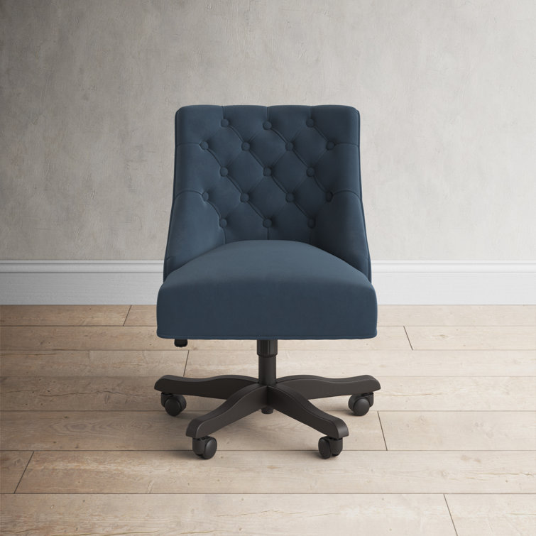 Transitional Soho Navy Velvet Tufted Adjustable Desk Chair