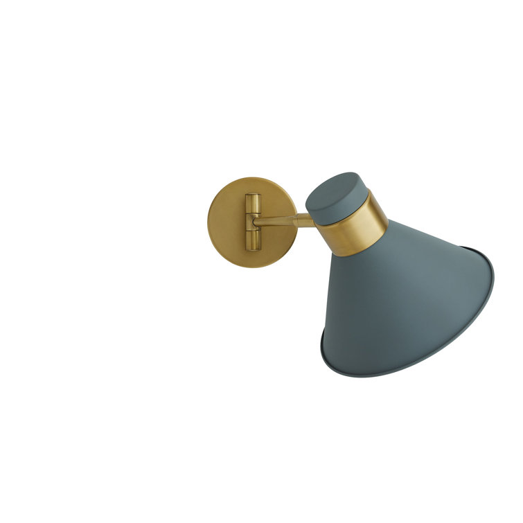 Lane 1-Light Antique Brass and Cadet Blue Pivot Spotlight