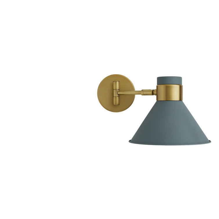 Lane 1-Light Antique Brass and Cadet Blue Pivot Spotlight