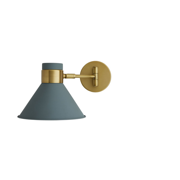 Lane 1-Light Antique Brass and Cadet Blue Pivot Spotlight