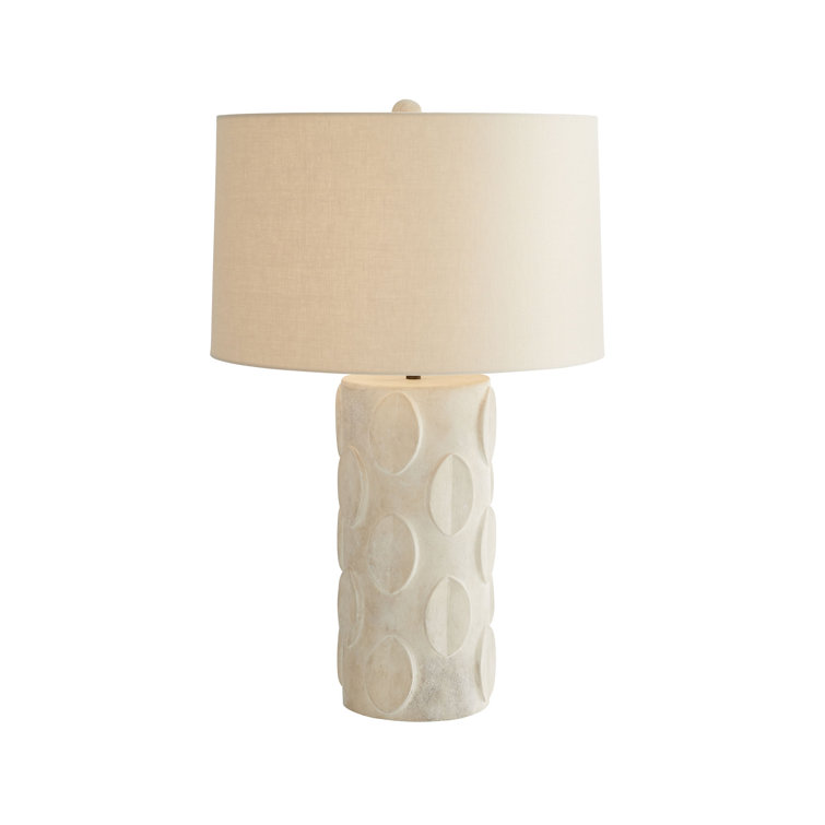 Terracotta and Brass Geometric Table Lamp with Linen Shade