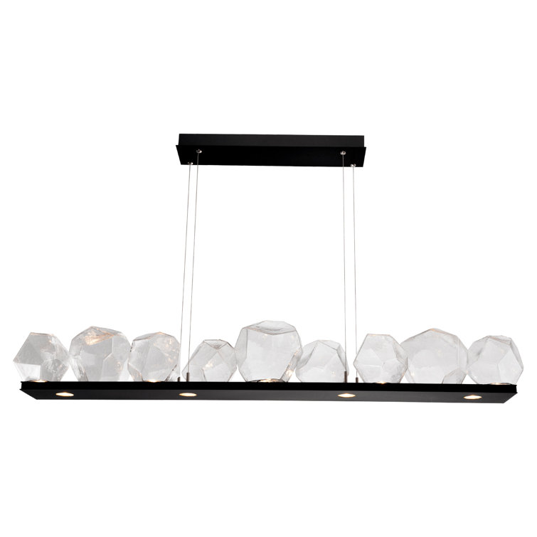 Matte Black Glass LED Linear Pendant Light