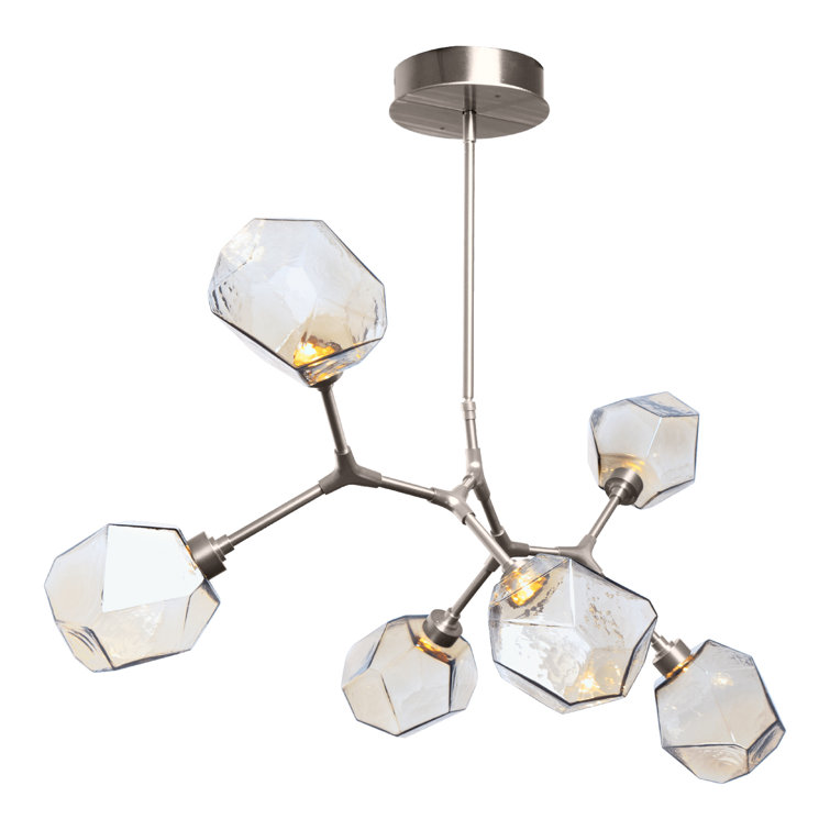 Gem Bronze and Crystal Branch Linear Suspension Chandelier