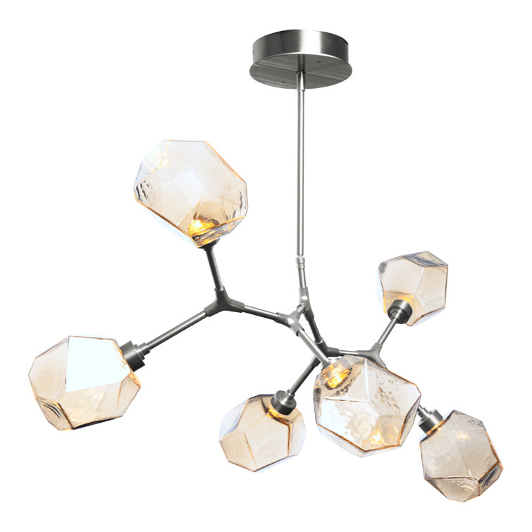 Amber Gem Branching Bubble 24'' Bronze Linear Chandelier