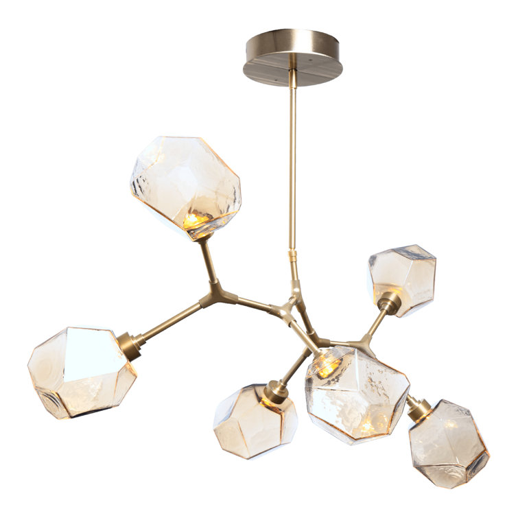 Amber Gem Branching Bubble 24'' Bronze Linear Chandelier