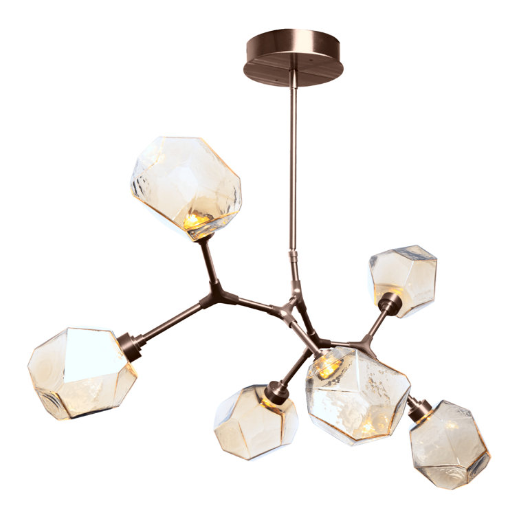 Amber Gem Branching Bubble 24'' Bronze Linear Chandelier