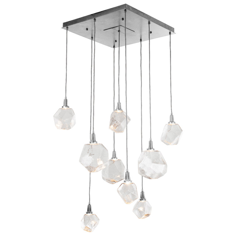 Satin Nickel 30" Glass Drum Pendant Light with LED