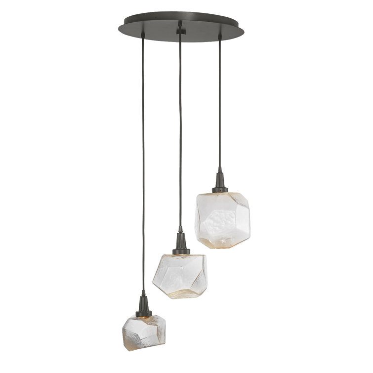 Matte Black Glass 3-Light LED Cluster Pendant