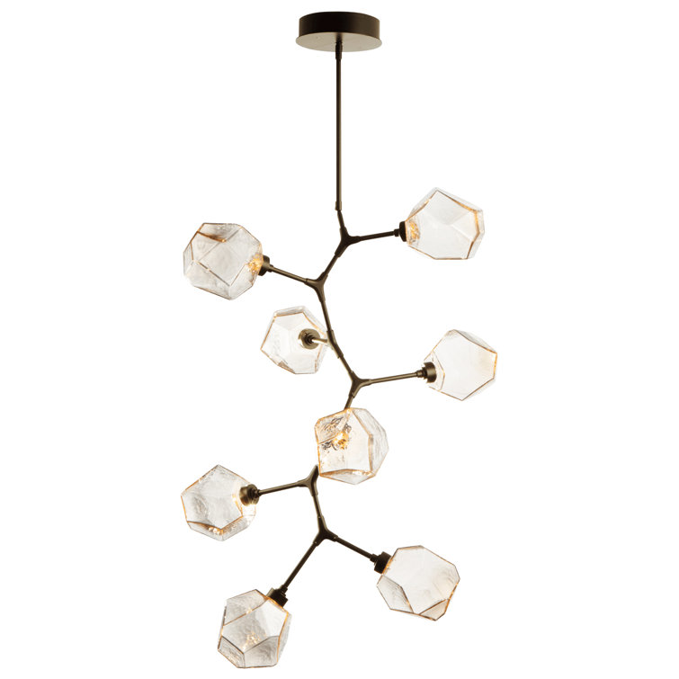 Gem Modern Vine 50" Bronze Drum Chandelier with LED-Lit Glass Shades