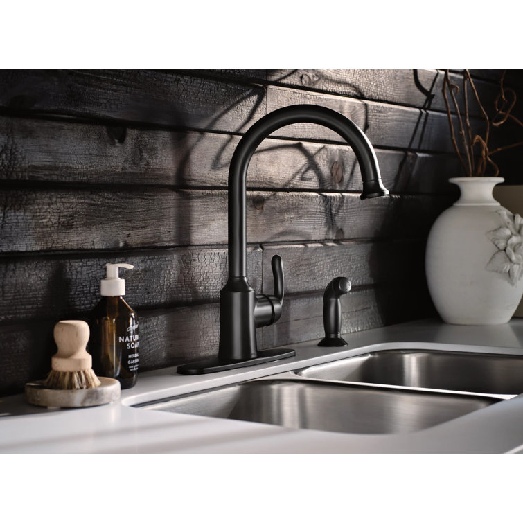 Matte Black Single Handle Kitchen Faucet with Pull-out Spray