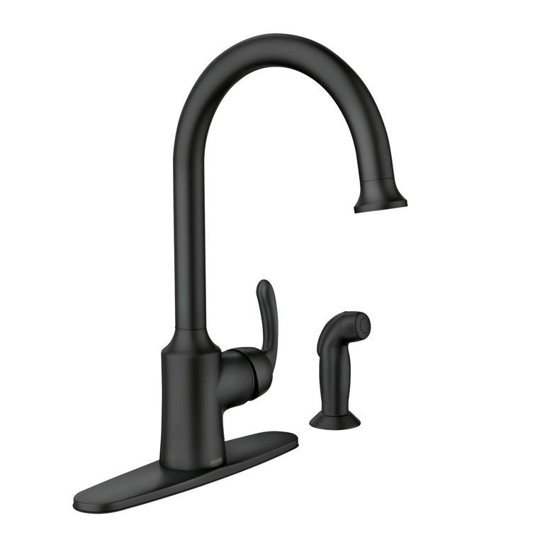 Matte Black Single Handle Kitchen Faucet with Pull-out Spray