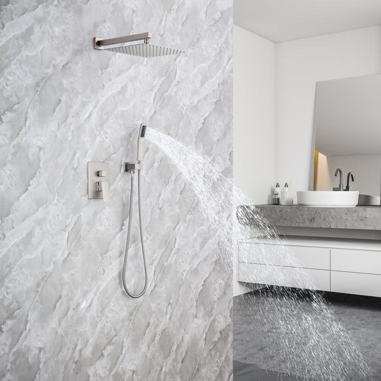 Brushed Nickel Wall Mounted Shower System with Handheld
