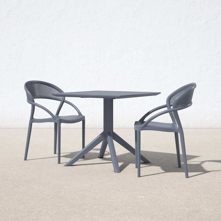 Skyline 31.5" Square Modern Gray Outdoor Bistro Table