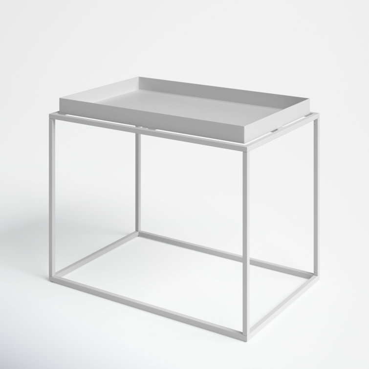 White Metal Rectangular Modern Tray Top End Table