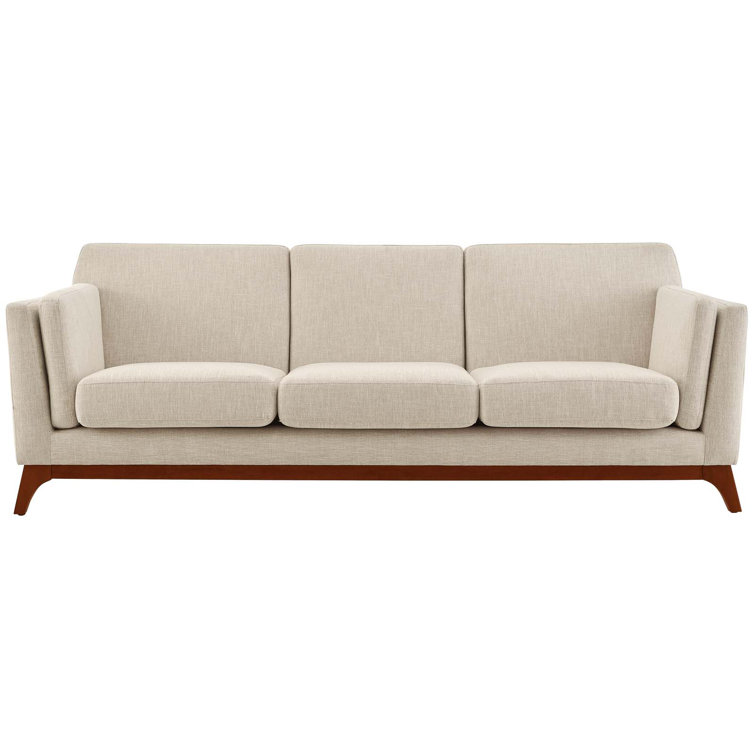 Chance Beige Fabric Sofa with Flared Arms and Removable Cushions