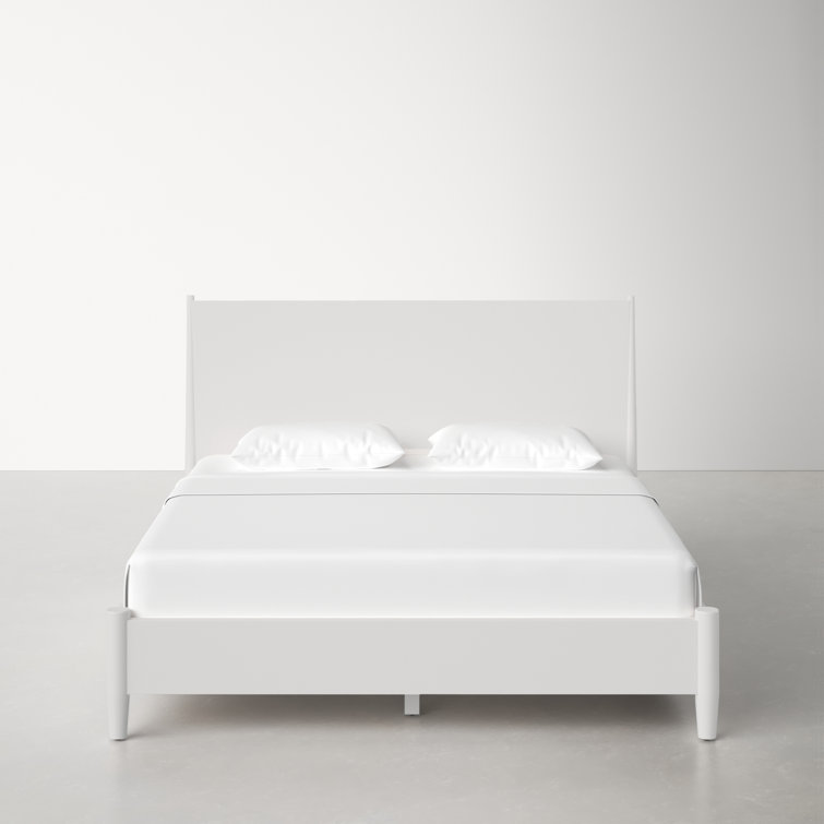 King-Sized Mid-Century Modern White Wood Panel Bed