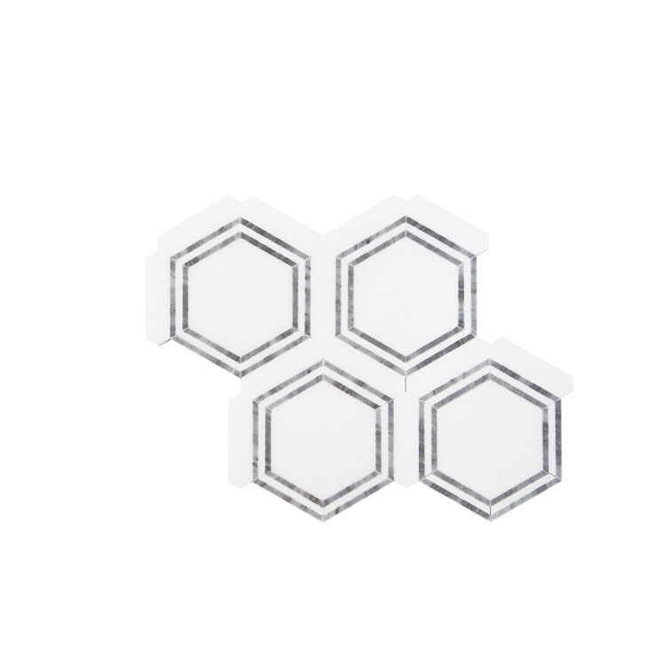 White and Gray Hexagon Marble Mosaic Shower Tile